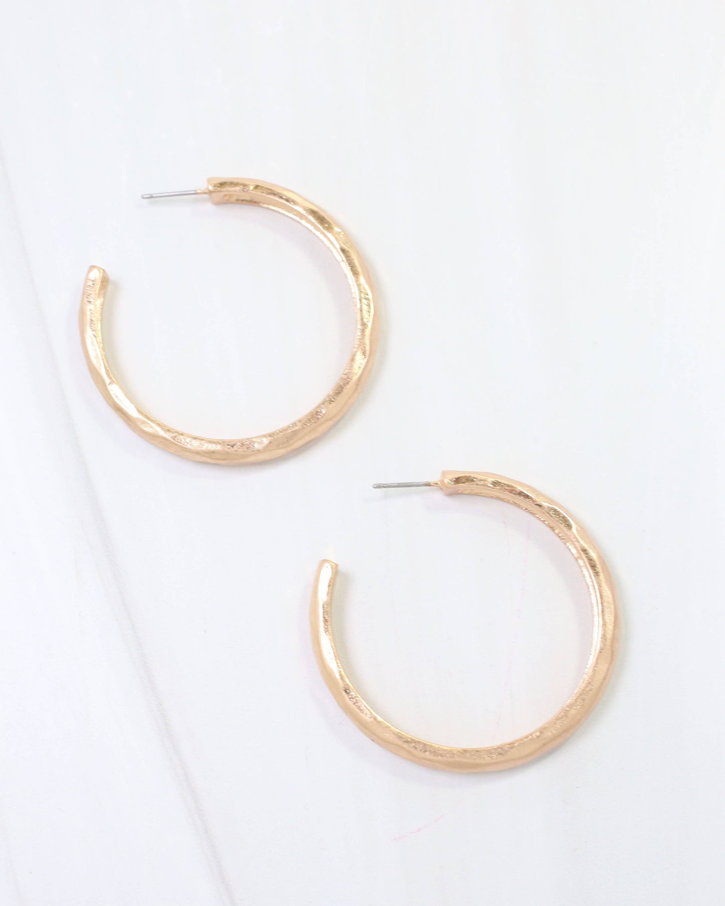Hyde Park Hammered Hoop Earring, Worn Gold