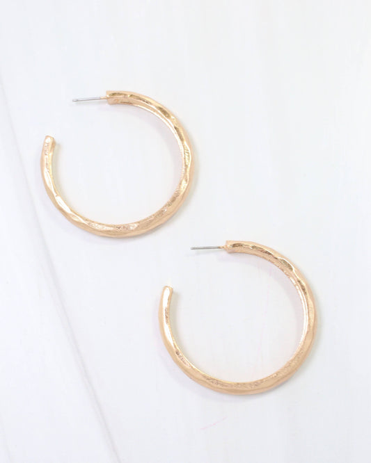 Hyde Park Hammered Hoop Earring, Worn Gold