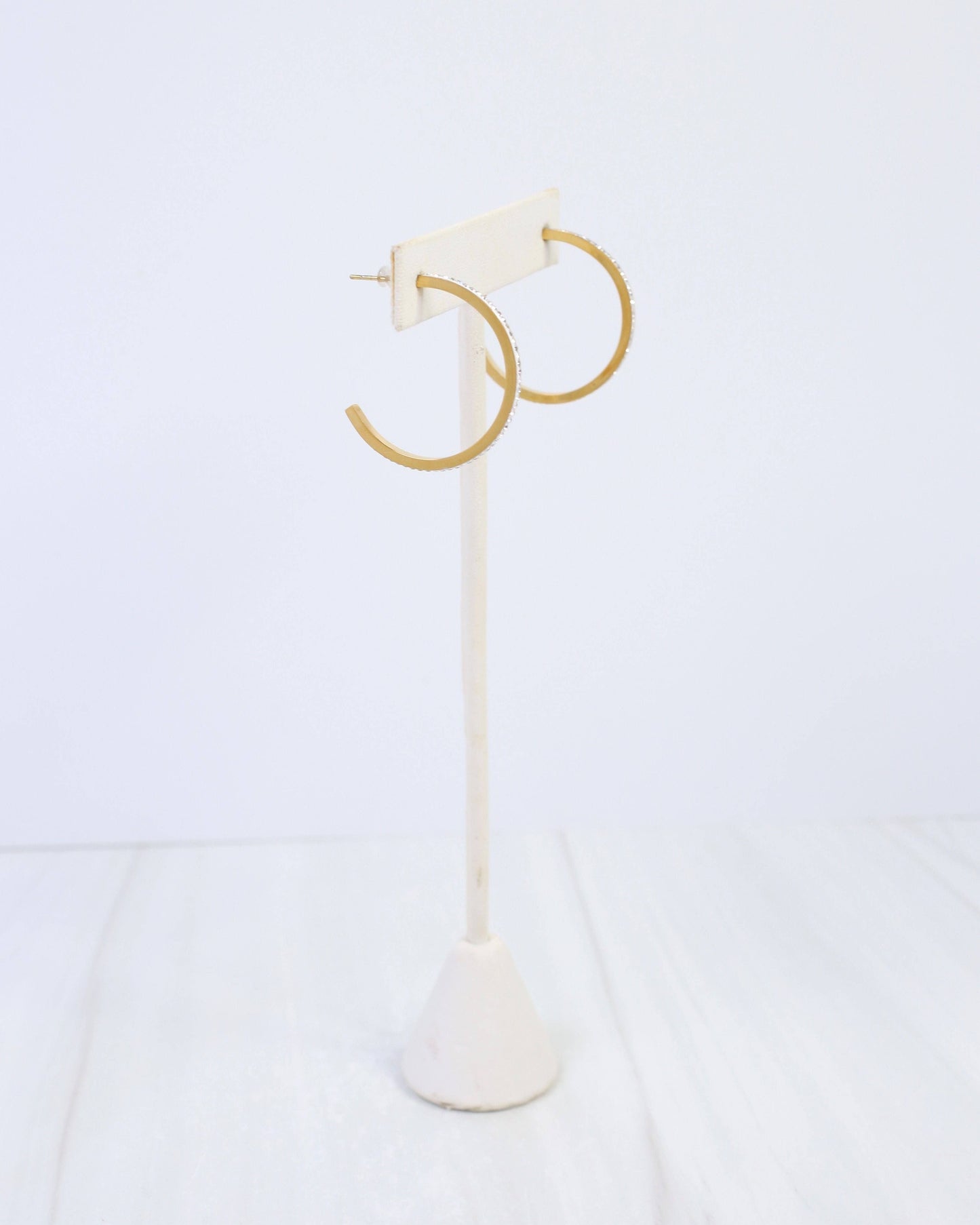 Revere Pave Lined Hoop Earring, Gold