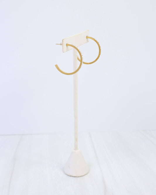 Revere Pave Lined Hoop Earring, Gold