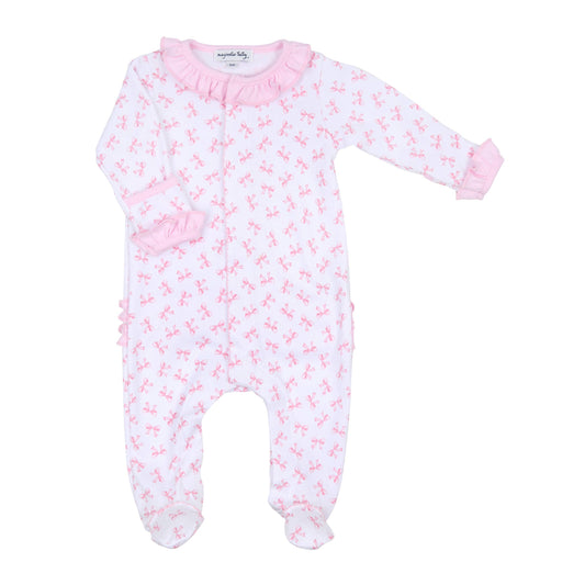 Baby Bows Printed Ruffle Footie
