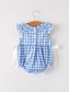 Blue Gingham Pumpkin Smock Embroidered Bubble- Baby Girl
