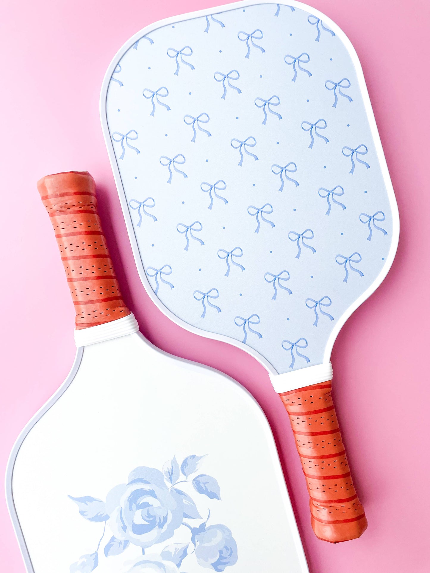 Blue Bow Floral Pickleball Paddle