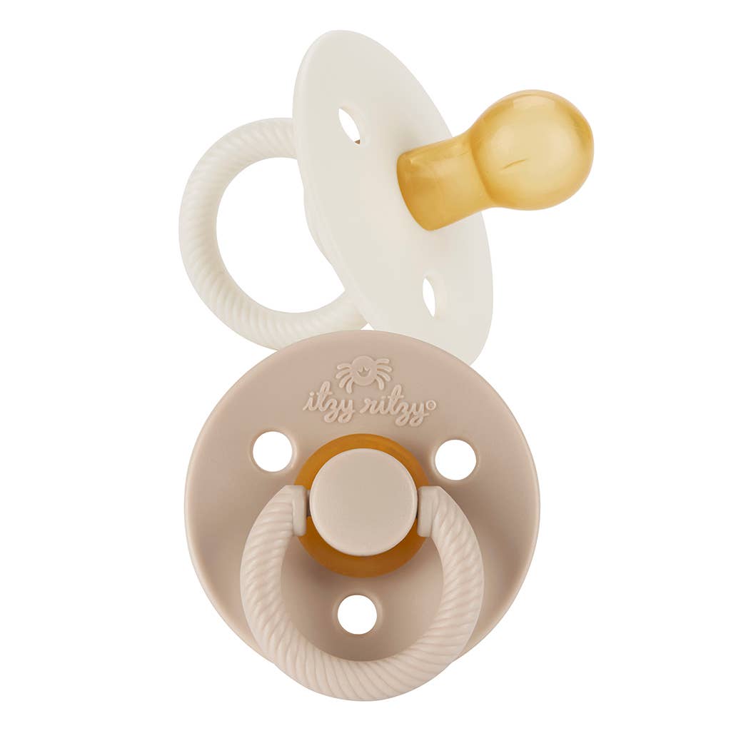 Itzy Soother, Natural Rubber Paci Set: Coconut + Toast