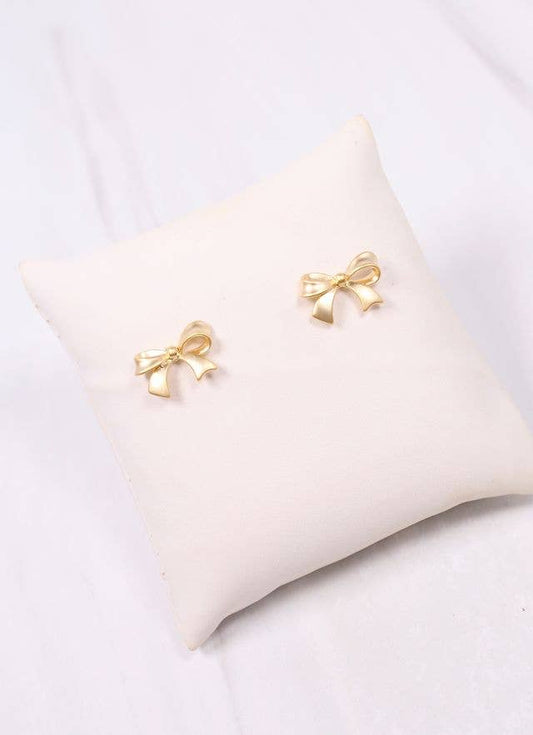 Bow Earring, Matte Gold