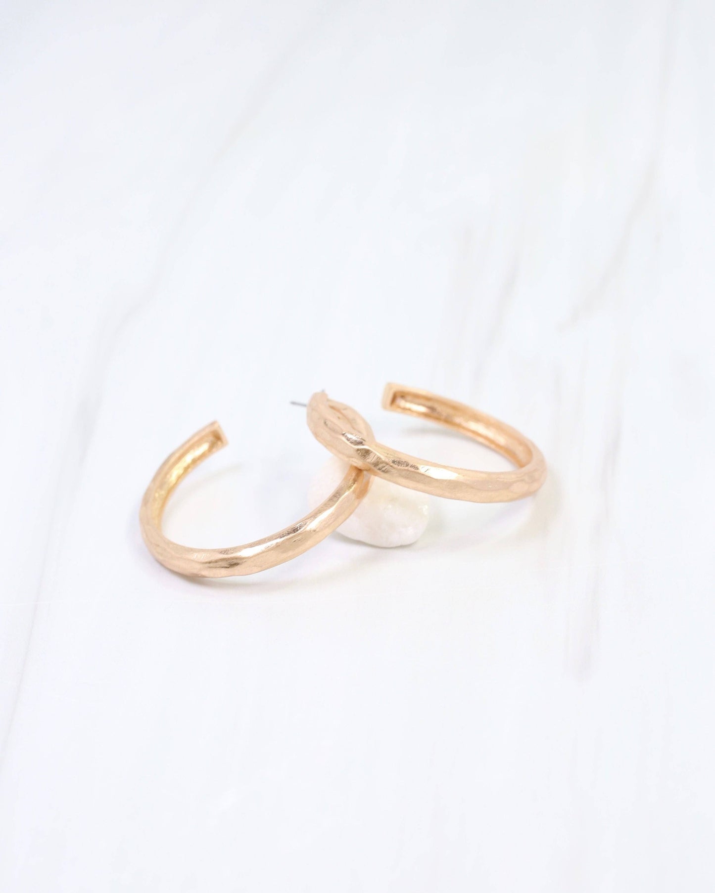 Hyde Park Hammered Hoop Earring, Worn Gold