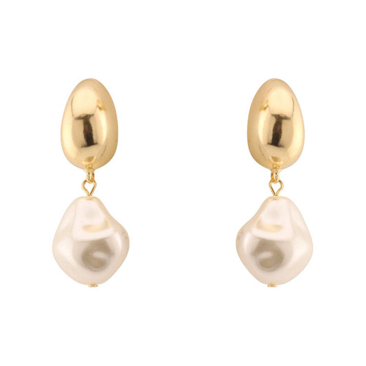 Gold Beaded with Freshwater Pearl, Earring