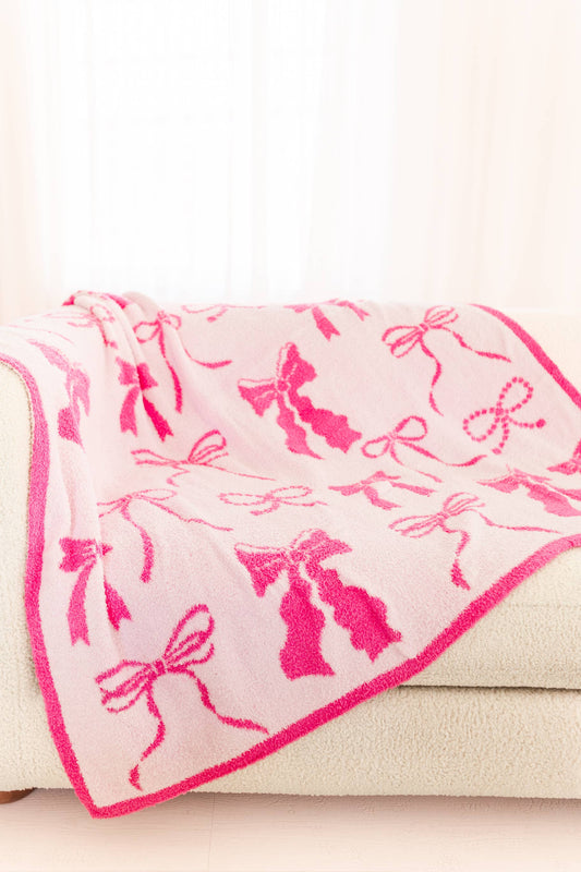 Wrapped in Bows - Pink Bow, Luxury Throw Blanket