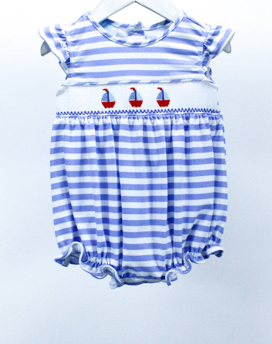 Happy Sailboat Girls Smocked Bubble