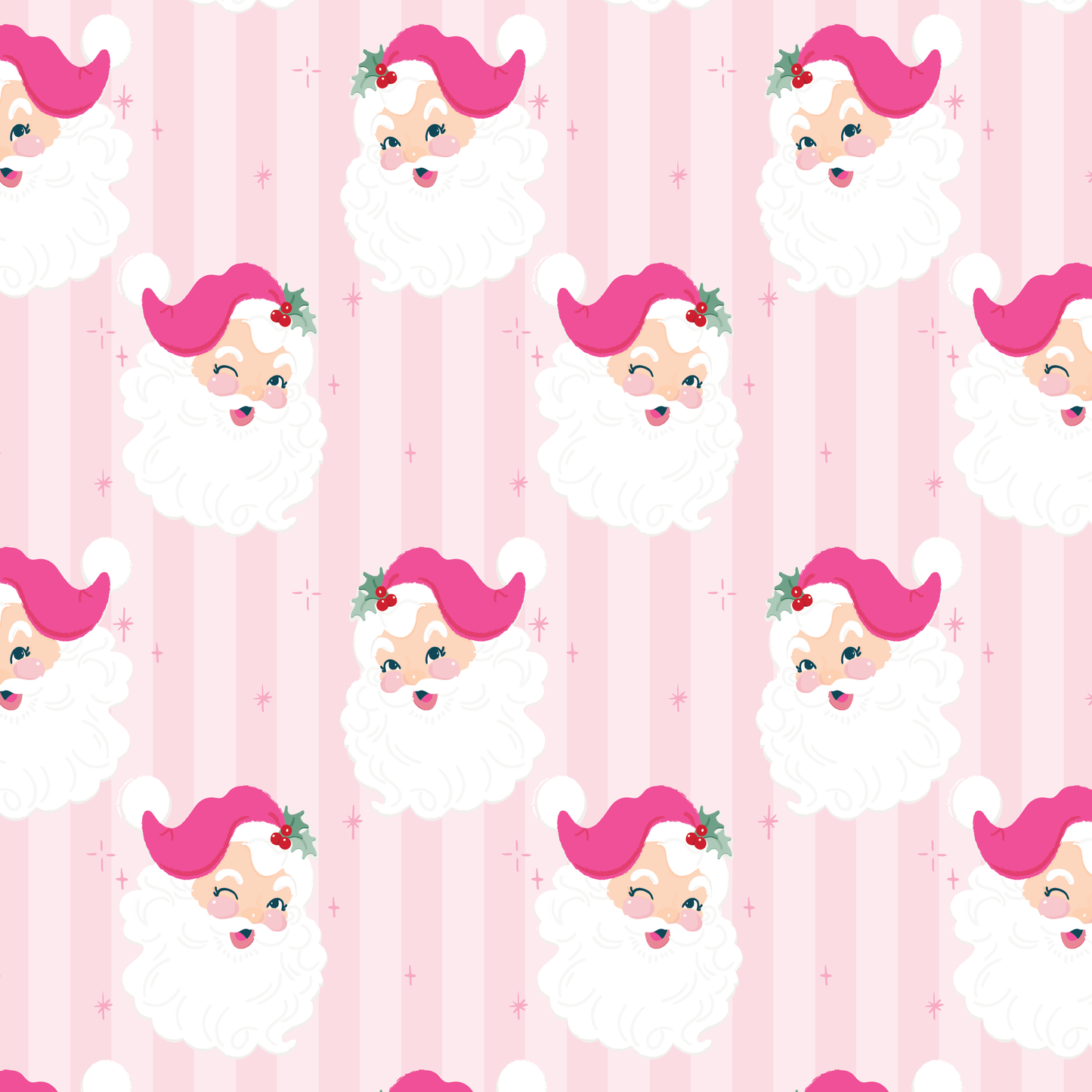 Christmas Pink Retro Santa Wrapping Paper - Roll of 3 Sheets