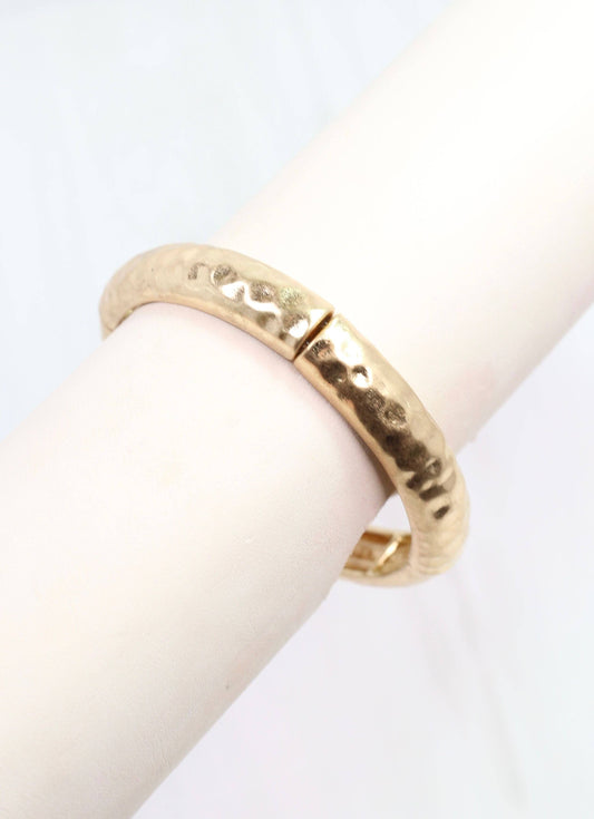 Tandy Hammered Stretch Bracelet, Worn Gold
